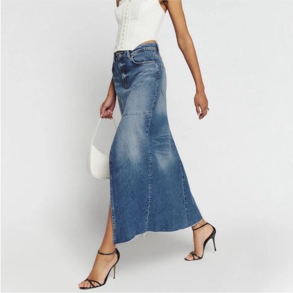 Reformation Tazz Maxi Denim Skirt Hemlock $188 NWT - Picture 3 of 8